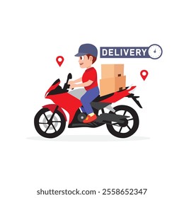 Cheerful Delivery Boy with motorbike