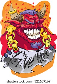 Cheerful demon wants a beer