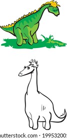 Cheerful dinosaur in vector hand drawn