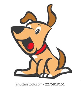 a cheerful dog can be seen from the look on his cheerful face.