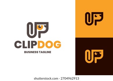 cheerful dog clip logo vector