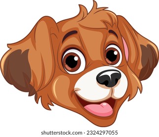 Cheerful Dog Face in Cartoon Style illustration
