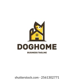 cheerful dog house logo vector