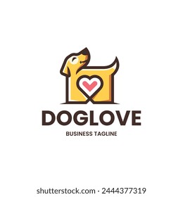 cheerful dog love logo vector