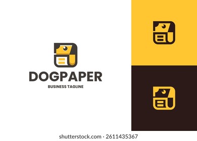 cheerful dog paper logo vector