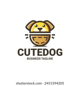 Vector de logotipo de bolsillo de perro alegre