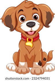 Cheerful Dog Sitting Cartoon Character illustration