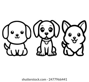 Personaje de dibujos animados sentado de perro alegre