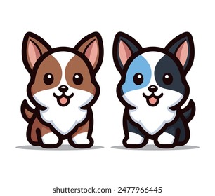 Personaje de dibujos animados sentado de perro alegre