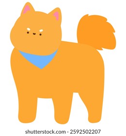 cheerful dog wearing a scarf, cute pet illustration flat vector illustration