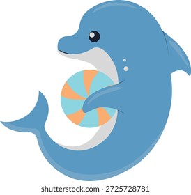 Delfín alegre en acción. Personaje de dibujos animados de Vector