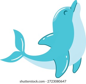 Delfín alegre en acción. Carácter de Vector