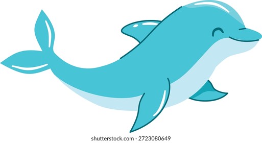 Delfín alegre en acción. Carácter de Vector