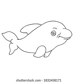 Cheerful dolphin in doodle style. Coloring for children.