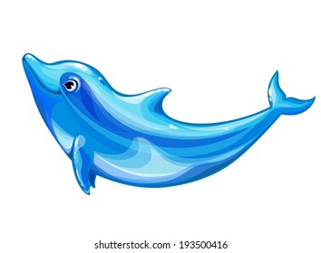 cheerful dolphin, white background