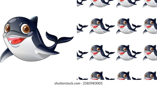 Cheerful dolphins in a repeating playful design