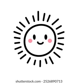 Ilustração animada do sol do vetor de doodle