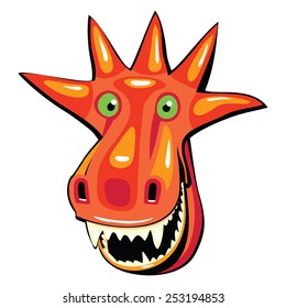 Cheerful dragon head. Wite background. 