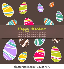 Cheerful Easter background with colorful decorated eggs