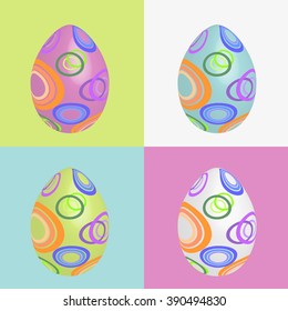 Cheerful Easter background with colorful decorated eggs