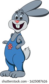 Cheerful Easter bunny rabbit with pants
