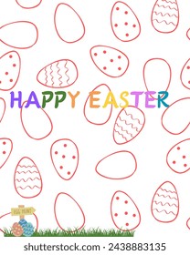 Cheerful Easter greetings with festive Easter icons such as bunnies, eggs and phrases like "happy Easter", made in different styles