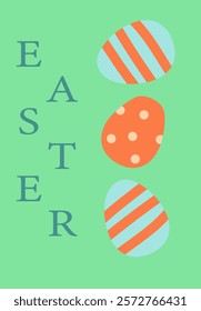 Cheerful easter poster design with colorful eggs for festive decoration.