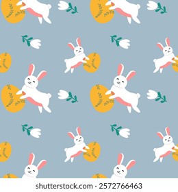 Cheerful easter rabbit and egg pattern design for festive crafts and decor.