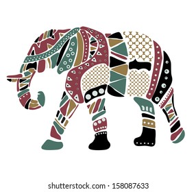 Cheerful elephant from geometrical figures.