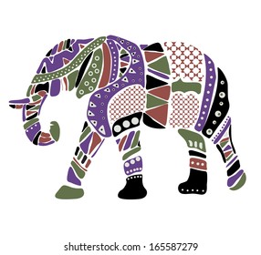 Cheerful elephant from geometrical figures. Illustration for your design