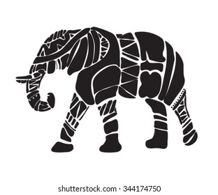 Cheerful elephant from geometrical figures. Illustration for your design