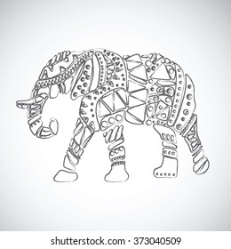 Cheerful elephant from geometrical figures. Illustration for your design