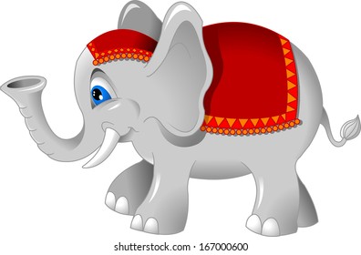 cheerful elephant in a red cap, vector and illustration 