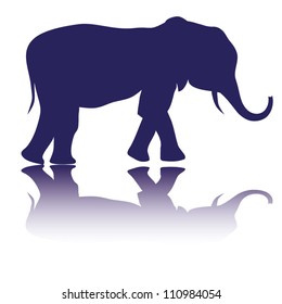 The cheerful elephant. The silhouette of the elephant collected from various elements of a flower ornament.3