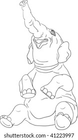 cheerful elephant sitting on the ground