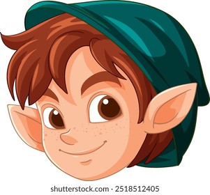 Cheerful elf character with a green hat