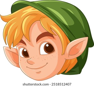 Cheerful elf character with a green hat