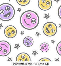 Cheerful emoji seamless pattern