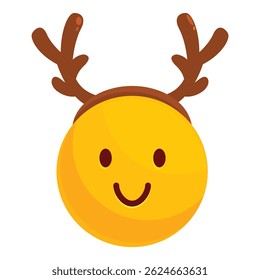 Cheerful emoji sporting reindeer antlers, capturing the festive spirit of christmas