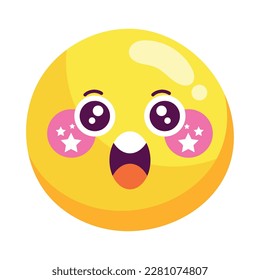 Cheerful emoticon ball, cute mascot design laughter.