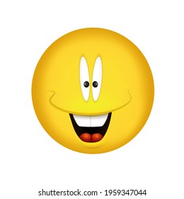 Cheerful emoticon. Smiling face yellow. Vector illustration