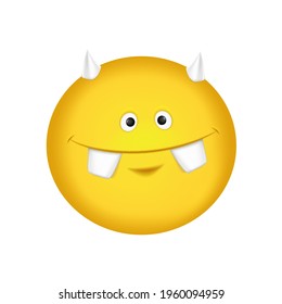 Cheerful emoticon. Smiling face yellow. Vector illustration