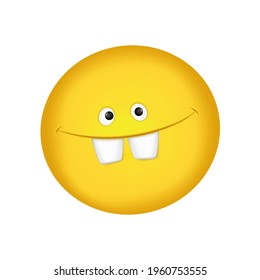 Cheerful emoticon. Smiling face yellow. Vector illustration
