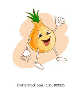 Cheerful emotional vegetable in cartoon style with outlines