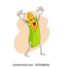 Cheerful emotional vegetable in cartoon style with outlines