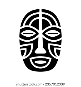 Cheerful ethnic ritual mask. Voodoo face totem of laughing african god demon for religious and shamanic ceremonial vector rituals