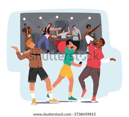 Cheerful extroverted teenagers having fun enjoying vibrant noisy party environment and active social life cartoon vector illustration. Peer interaction, extrovert temperament and youth energy
