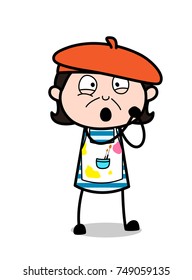 Cheerful Face - Cartoon Artist Vector Illustration
