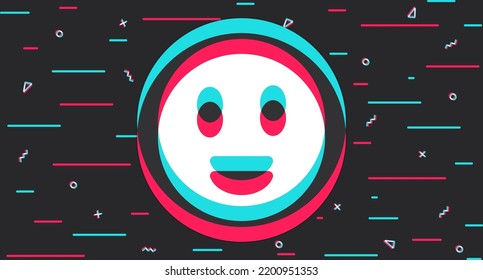 Cheerful face. The concept of bright, joyful feelings in social networks. Manifestation of feelings. Vector illustration