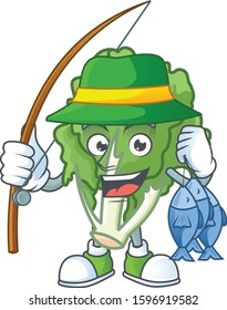 Cheerful face Fishing endive mascot design style